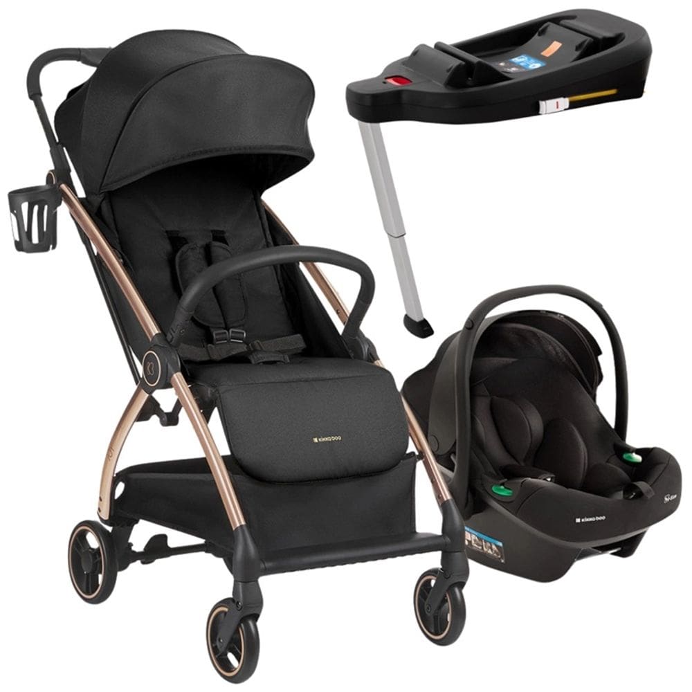 Carrinho Joy Black + Bebe Conforto I-Prime E Base Isofix - Kikka Boo