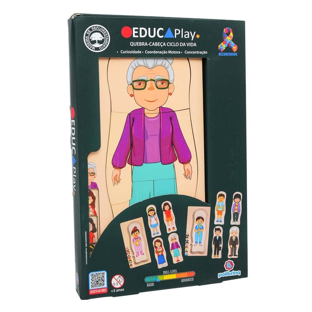 Quebra Cabeça de Madeira 5 em 1 Educaplay Ciclo da Vida