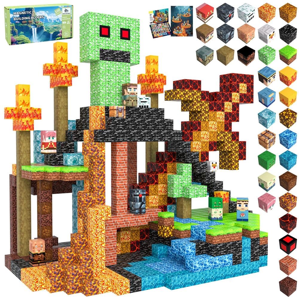Blocos magnéticos SSAWER 100 PCS Building Blocks Kids 3-12