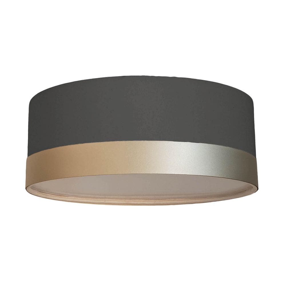 Luminária Plafon Cúpula Preto Com Detalhe Bronze 50X15