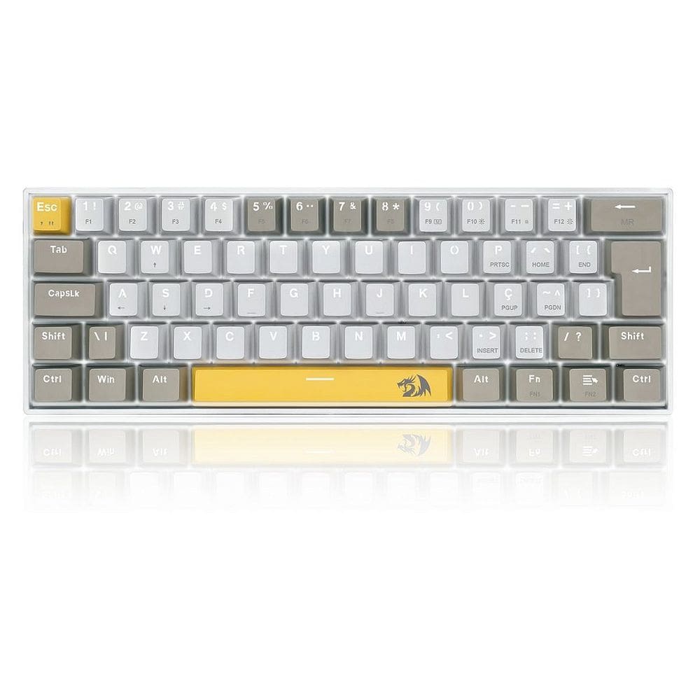 Teclado Gamer Redragon Lakshmi, Switch Brown, Layout 60%, ABNT2, Amarelo/Branco/Cinza