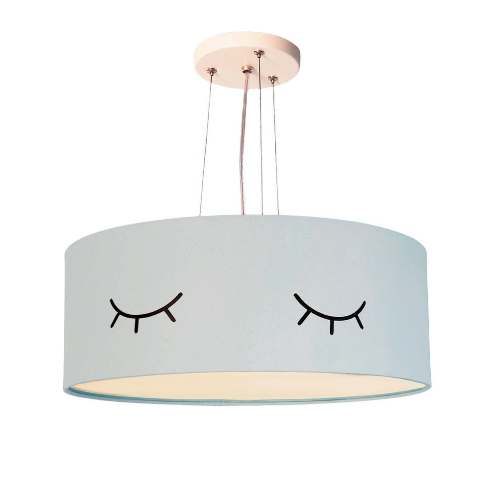 Lustre Pendente Infantil Olhinho Cúpula Azul 40X15 2E27