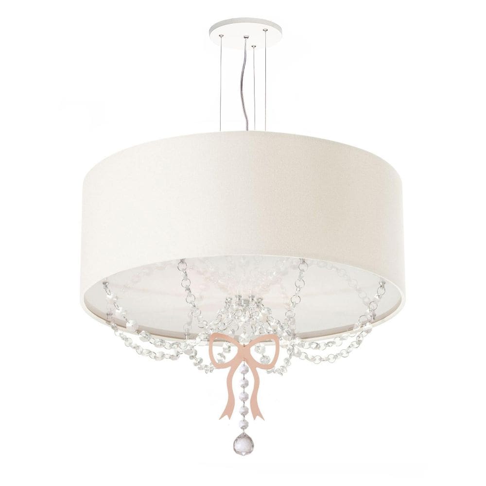 Lustre Pendente Infantil Tom Luz Laço Cúpula Branco 40cm