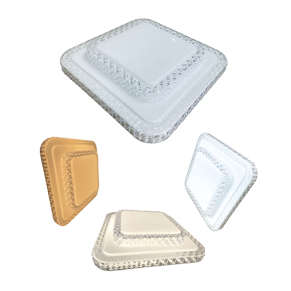Lustre plafon efeito cristal estrelado 24W 35cm– 3 cores luz