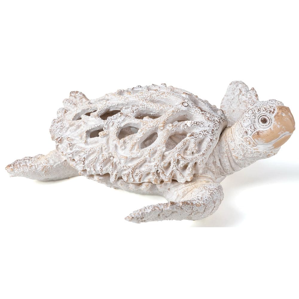Escultura VVGIFTS Ocean Decor White Sea Turtle Coral Reef