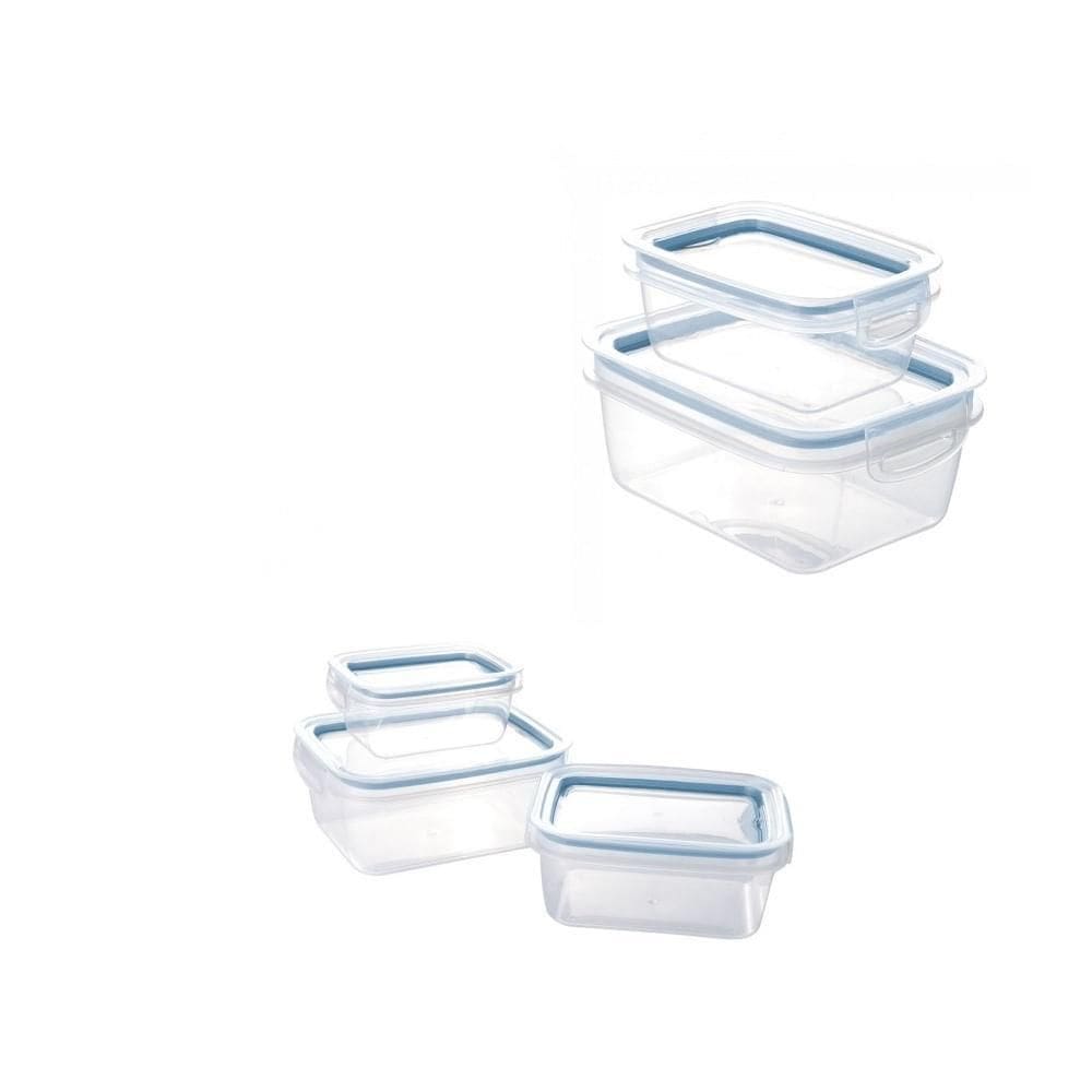Conjunto De 5 Potes Hermeticos Retangulares Bpa Free - Azul