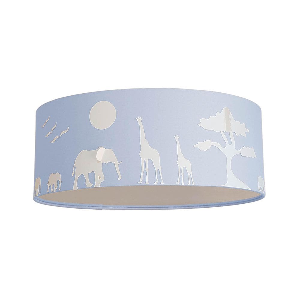 Luminária Plafon Safari Savana Cúpula Tecido 50X15Cm