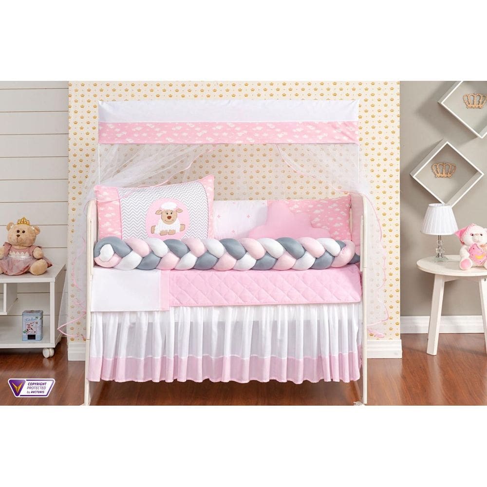 Kit Berço Ovelha 14 Peças - 100% Algodão