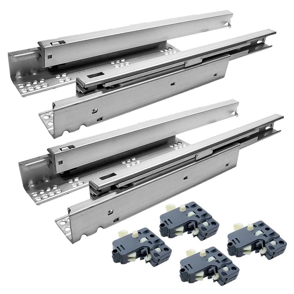Kit Corrediça Oculta Com Amortecedor 450mm 35kg - Par