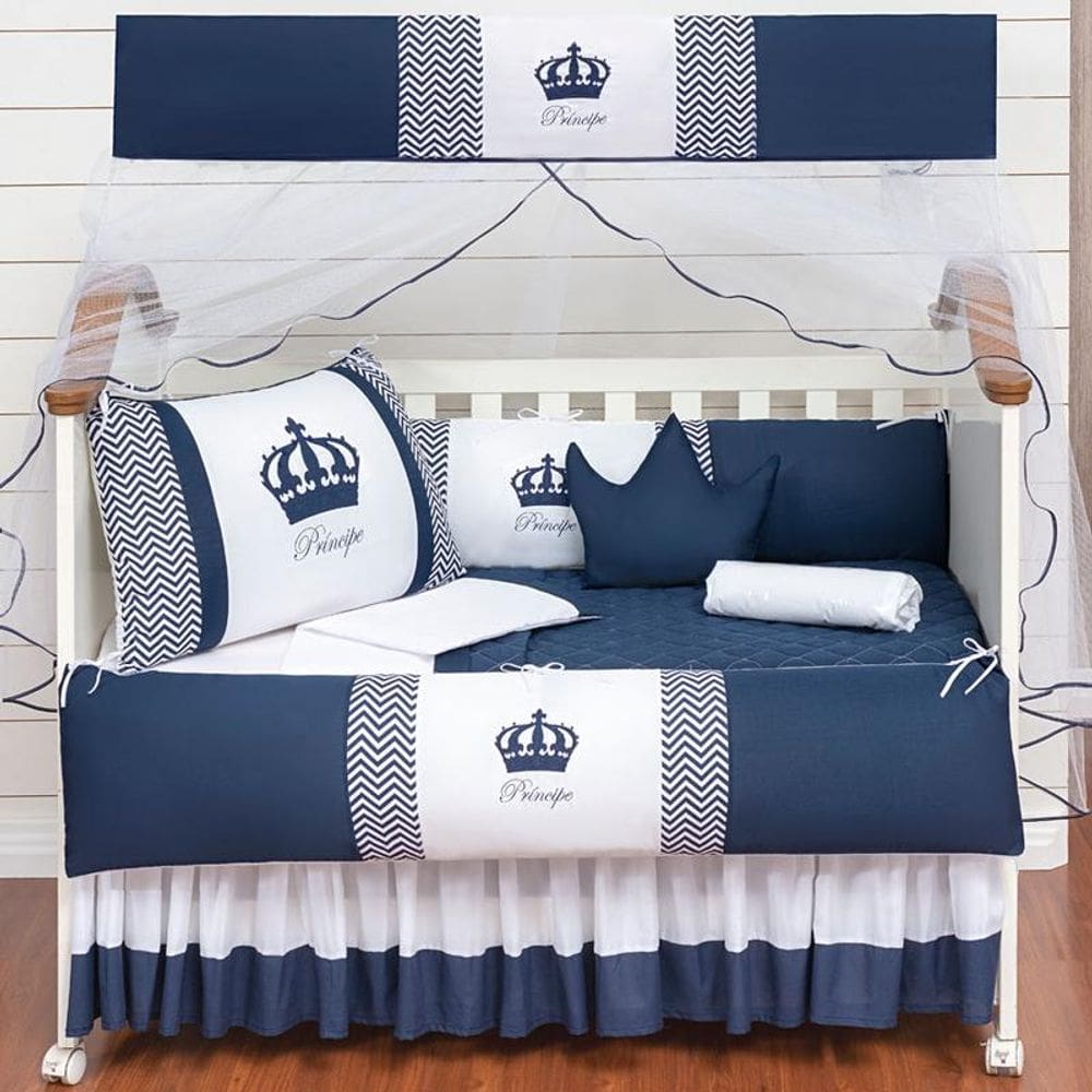 Kit Berço Estampado 11 Peças - 100% Algodão - Pronto Uso