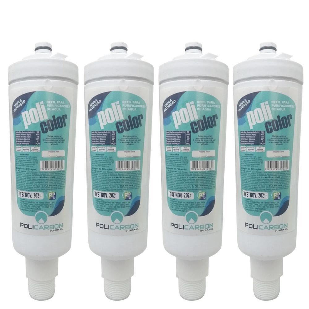Kit 4 Filtro Refil Compatível Purificador De Água Colormaq
