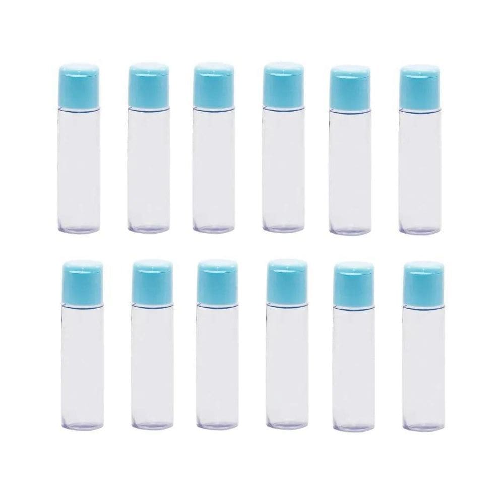 Kit 12 Frascos Pvc Transparente 15ml Com Tampa Azul Flip Top