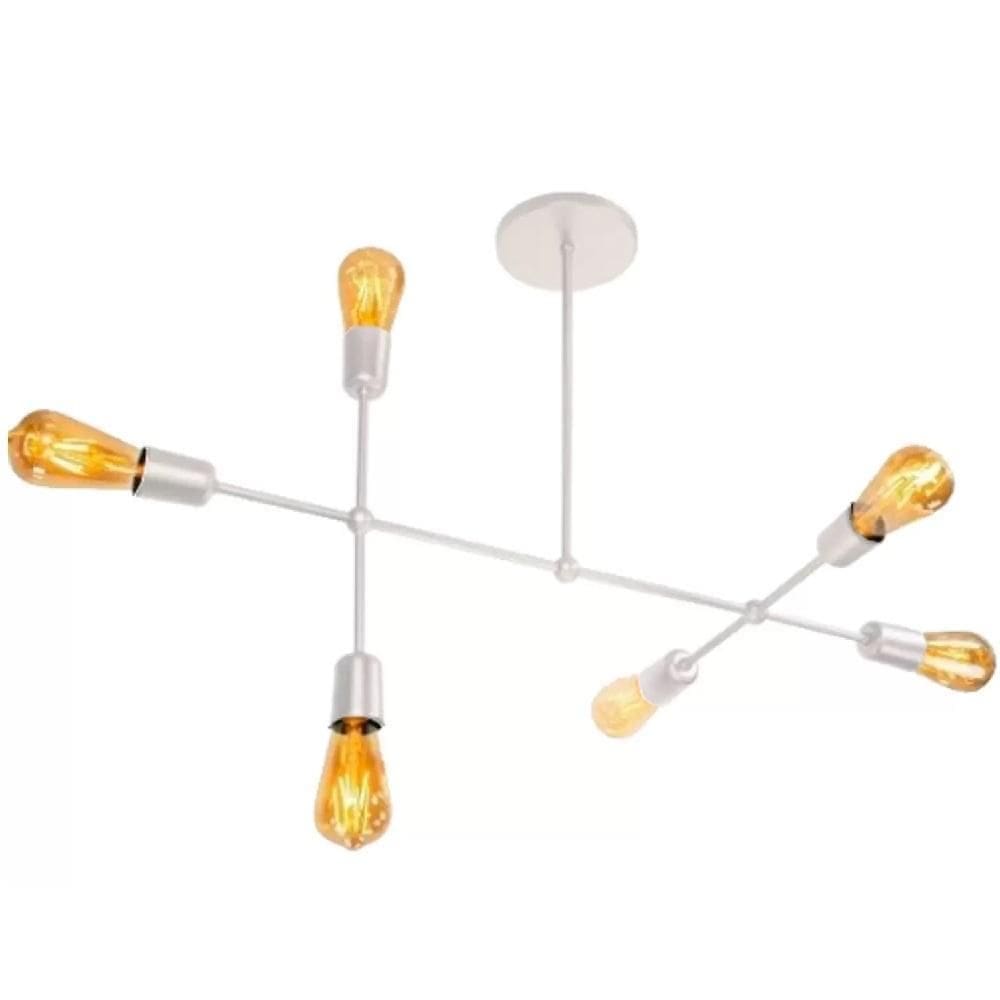 Lustre Pendente Sputnik Curve 6 Hastes - Branco