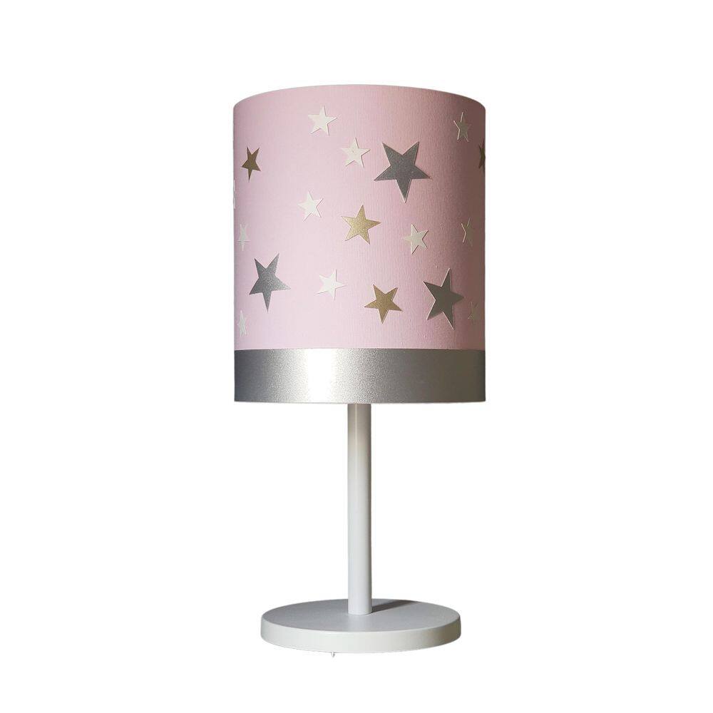 Abajur Infantil Estrelas Base Branca Rosa 20X43 Bivolt