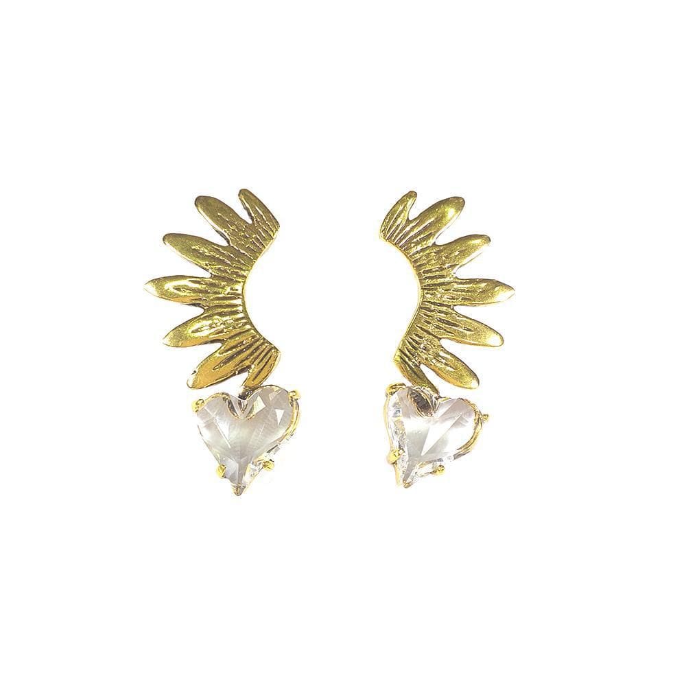 Brinco Armazem Rr Bijoux Coração Cristal Swarovski Dourado