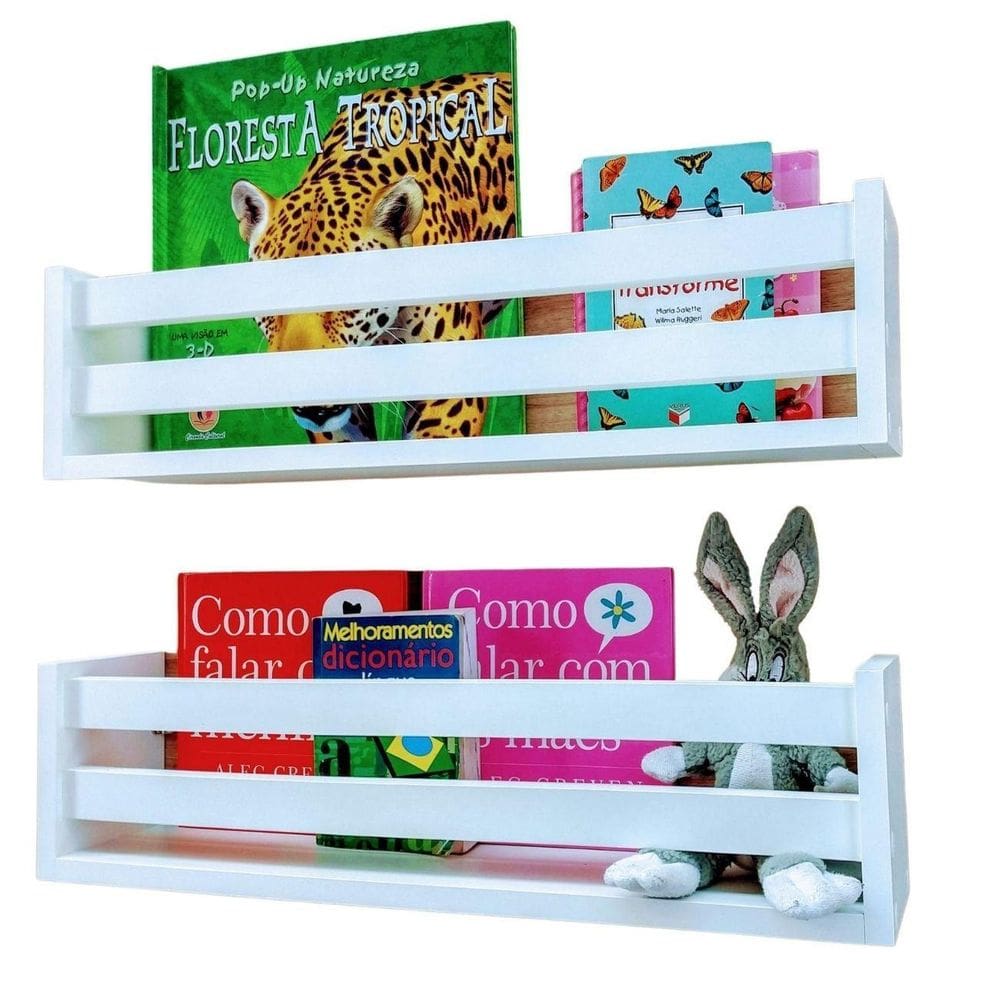 Estande Organizador De Parede Nicho Mdf Brancos Kit 2Un 55Cm