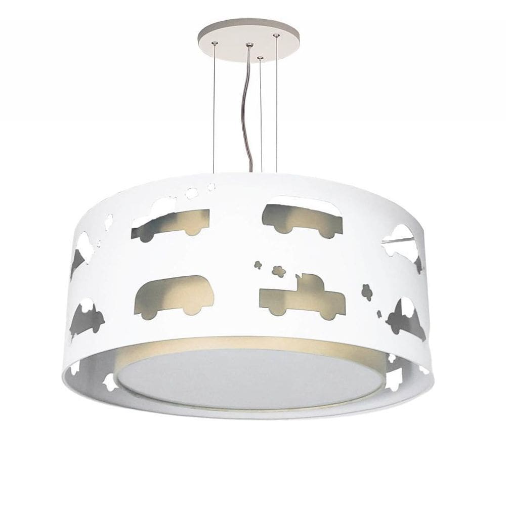 Lustre Infantil Pendente Recorte Carrinhos -40X16 Crú