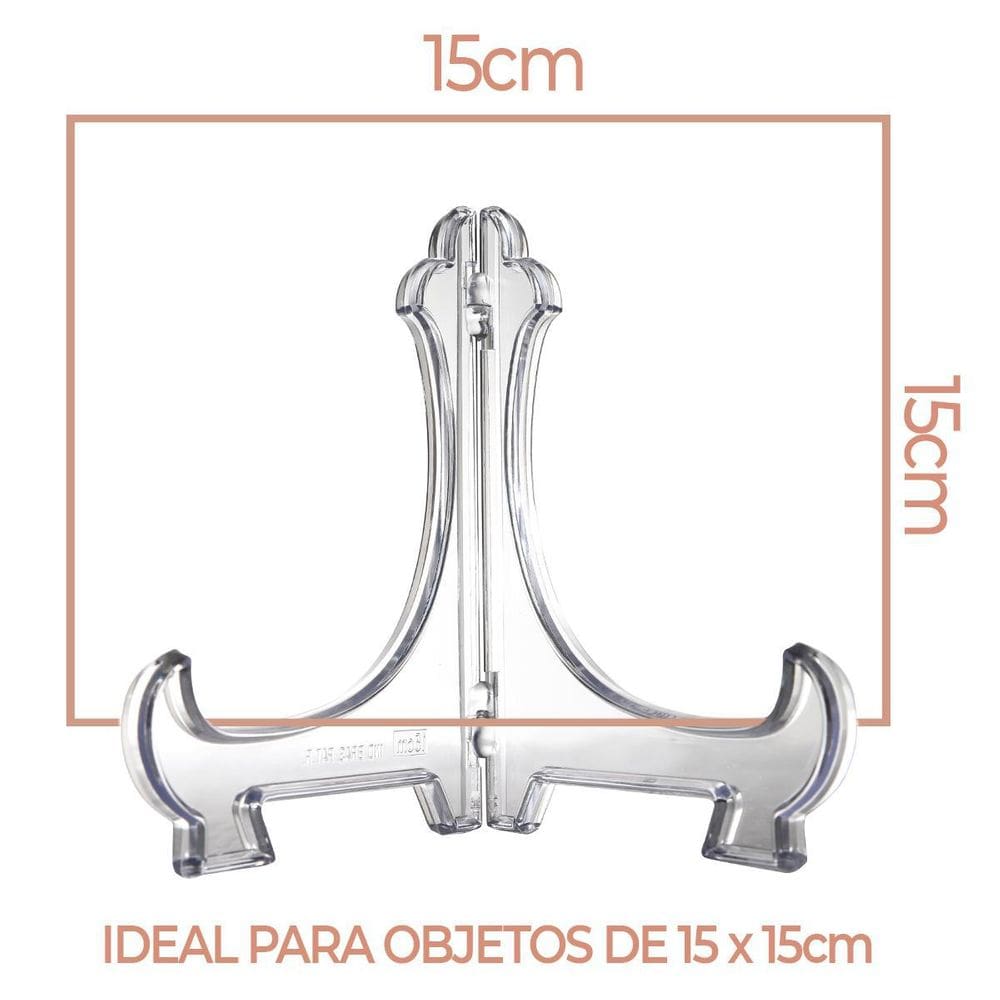 Kit 12 Peças Suporte Para Pratos Acrílico Transparente 15Cm