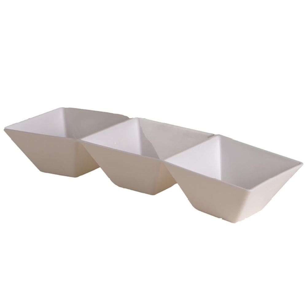 Petisqueira Retangular Branca 3 Divisões Le Chef 24X8X4,5Cm