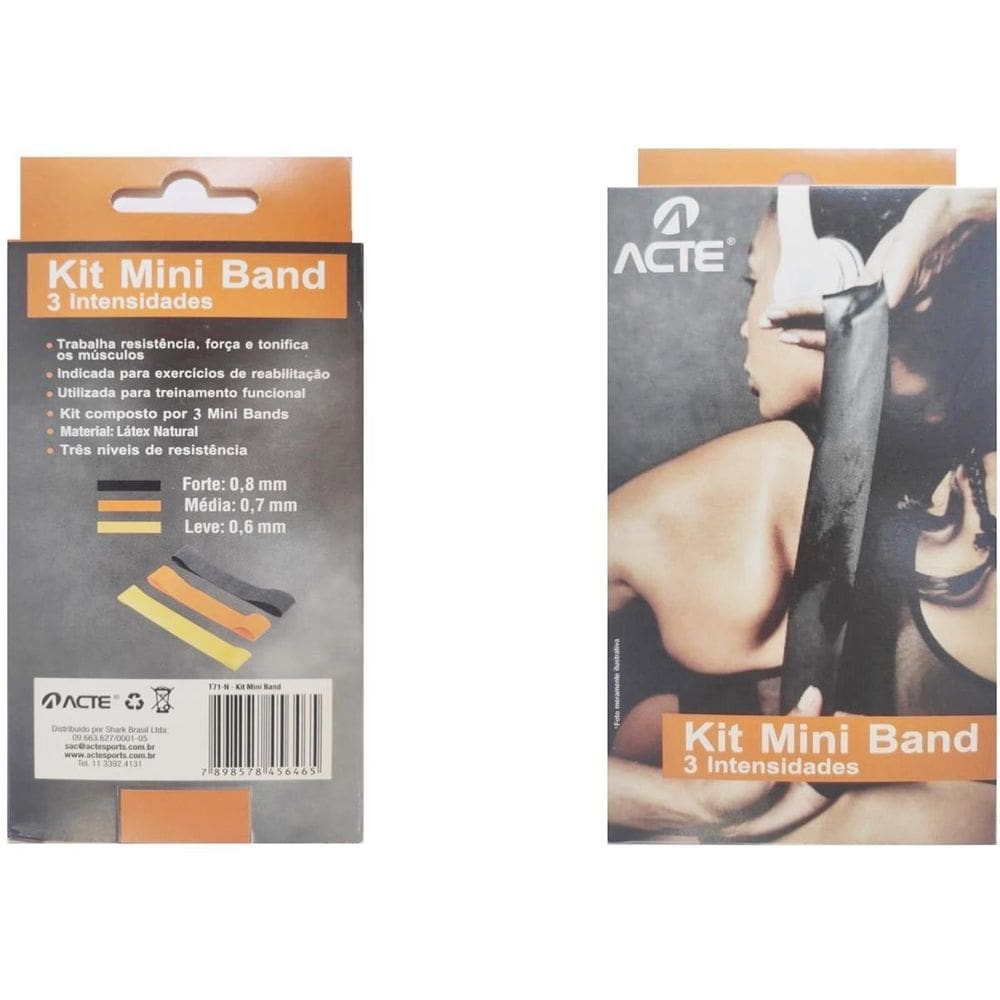 Kit Mini Bands Elastico Medio Leve E Forte Acte Pilates