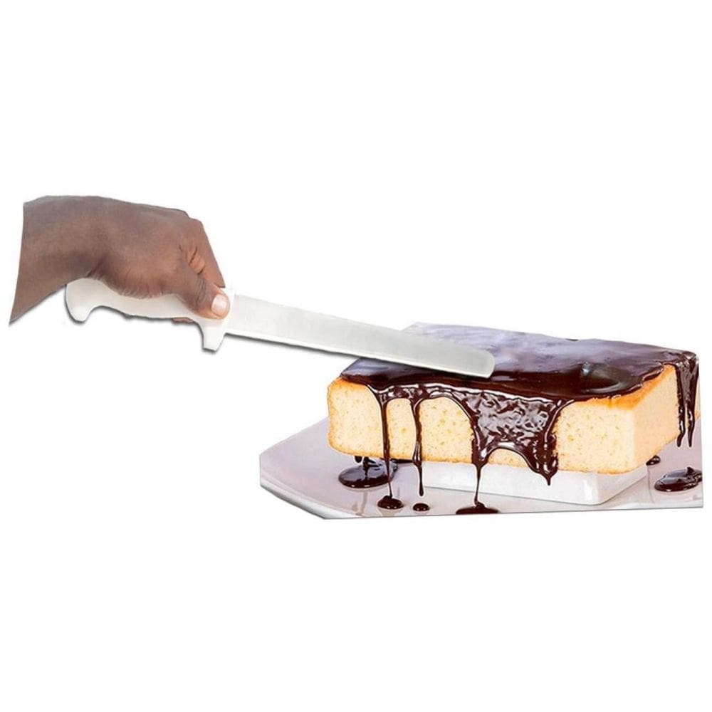 Espátula Inox Para Bolo Reta Com Corte E Cabo De Plástico