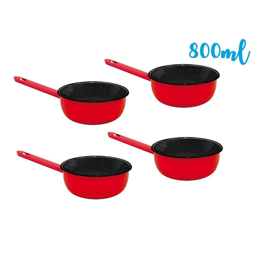 Kit 4 Panela Papeiro Esmaltada Ágata 14 800Ml Metallouça