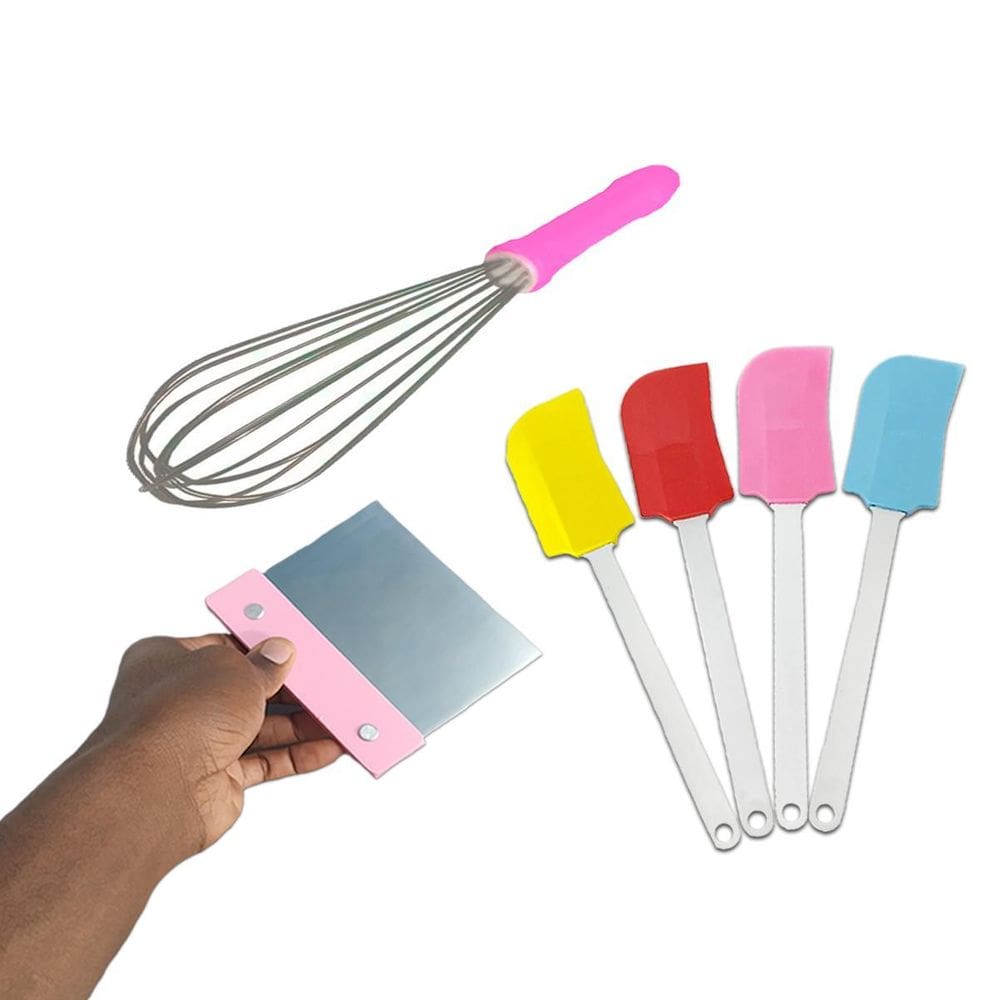 Kit Confeiteiro Batedor De Ovos + Raspador Inox E Espátula