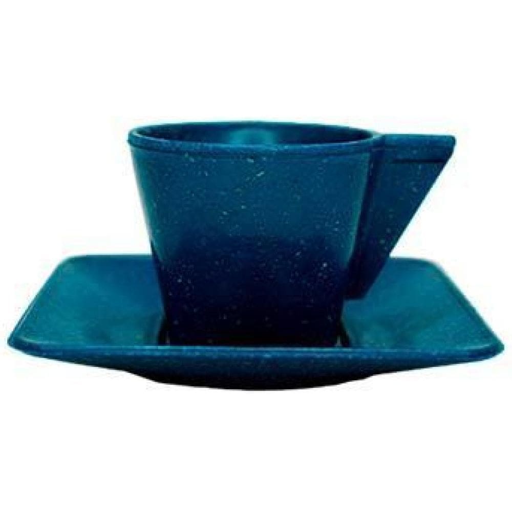 Kit 2 Xícara E Pires 50Ml Fibra Madeira Azul