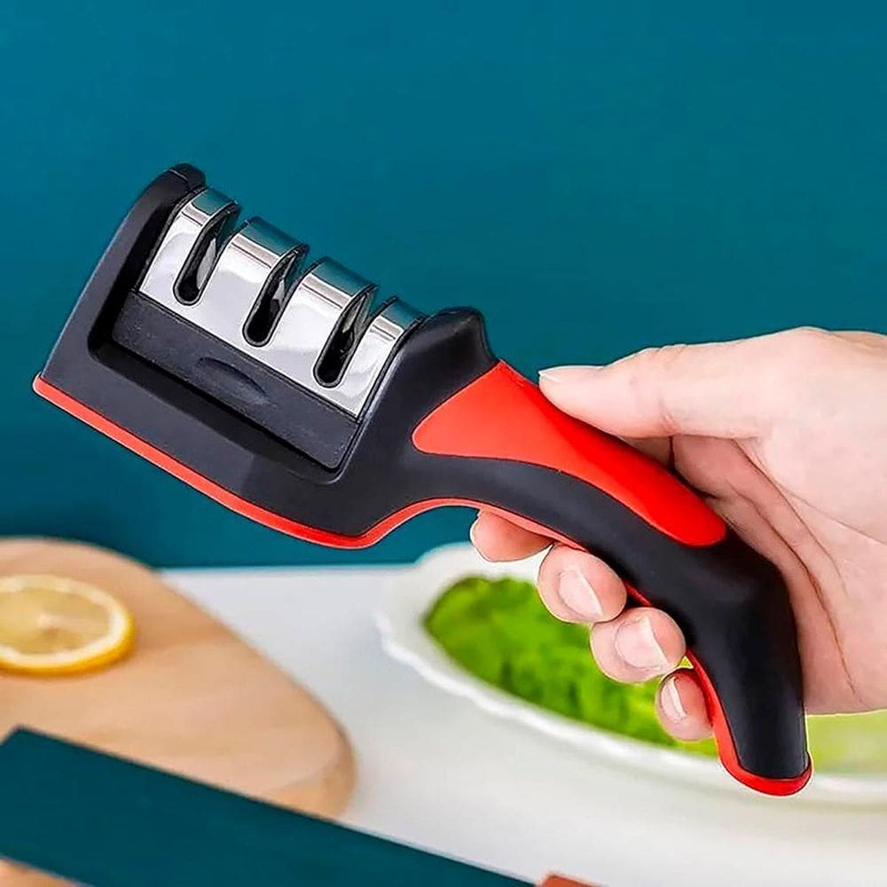 Afiador De Facas Portatil Amolador 3 In 1 Cozinha