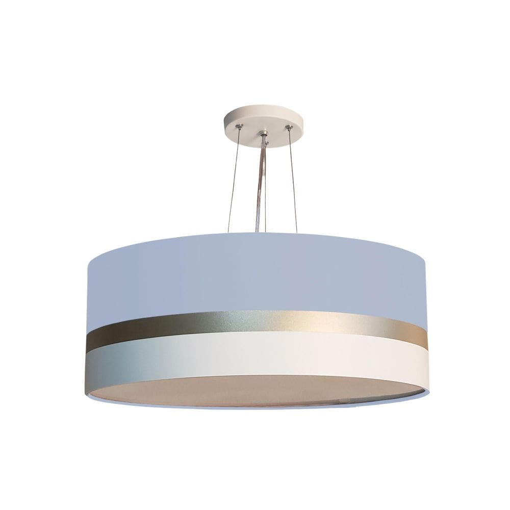 Lustre Pendente Faixas Bronze Cúpula Azul 50X15