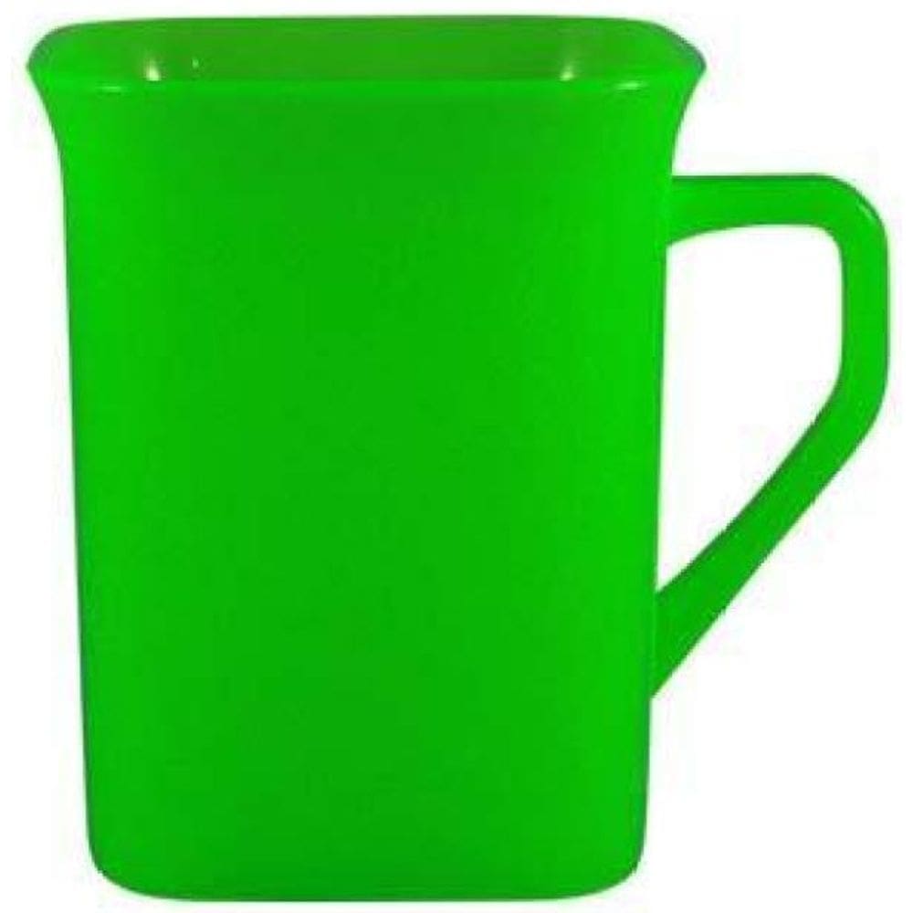 Kit 2 Canecas Quadrada Verde Neon 250Ml Plástico Premium