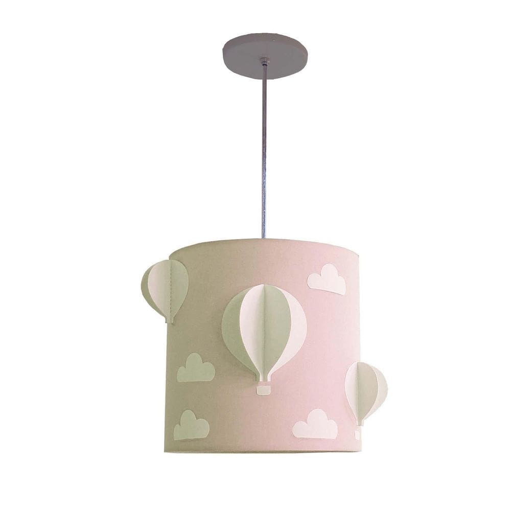 Lustre Pendente Infantil Balões Cúpula Rosa 25X25