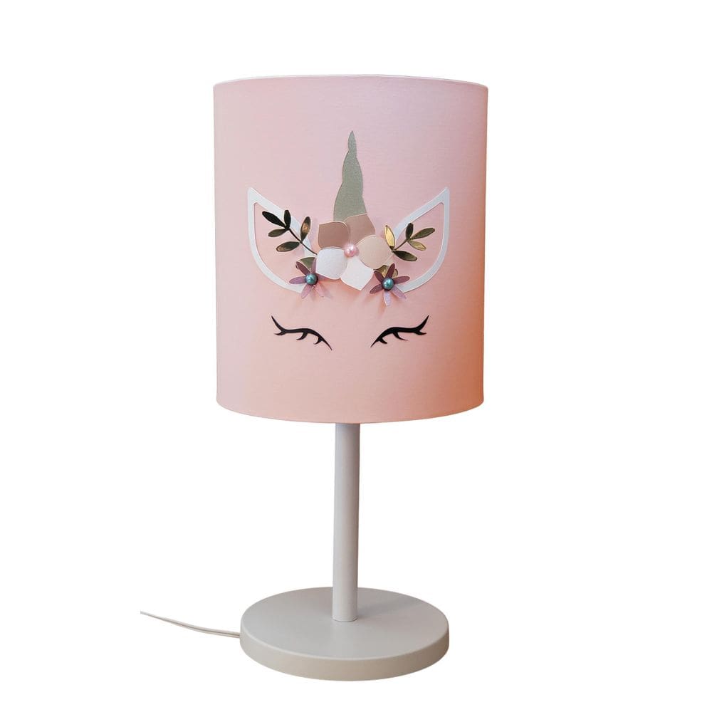 Abajur Unicórnio Alumínio Branco 42cm Quarto Rosa