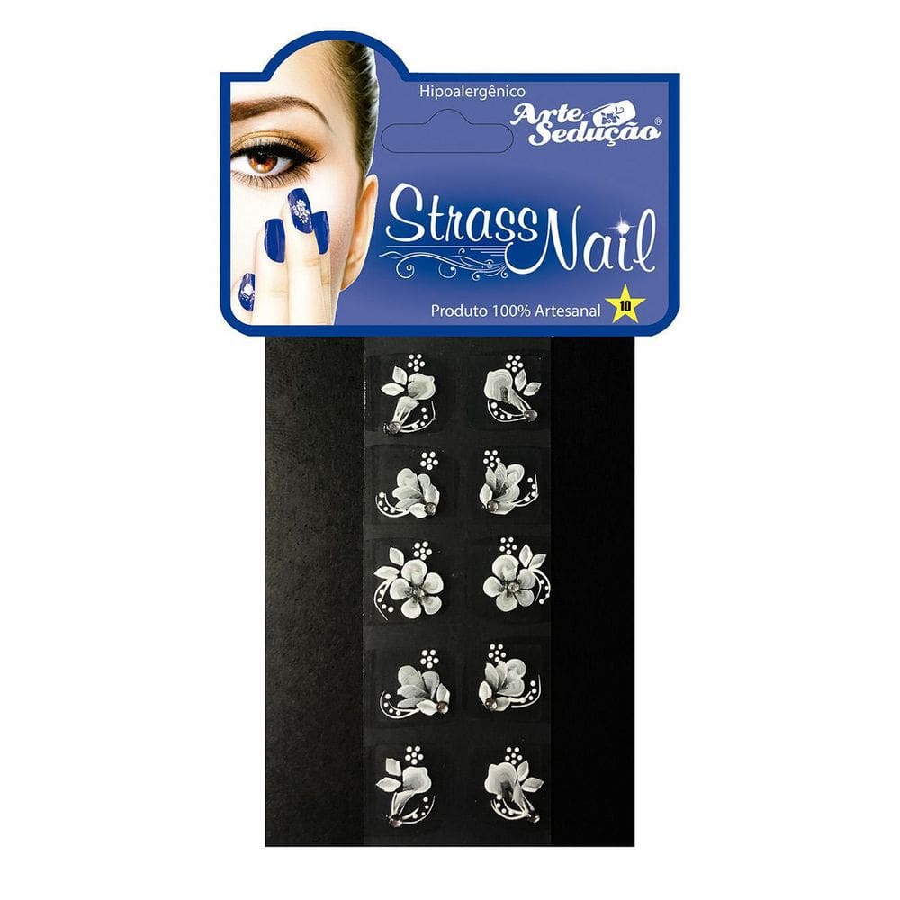 Kit 2.000 Adesivos Unhas Strass Nail, Artesanal, Branquinho