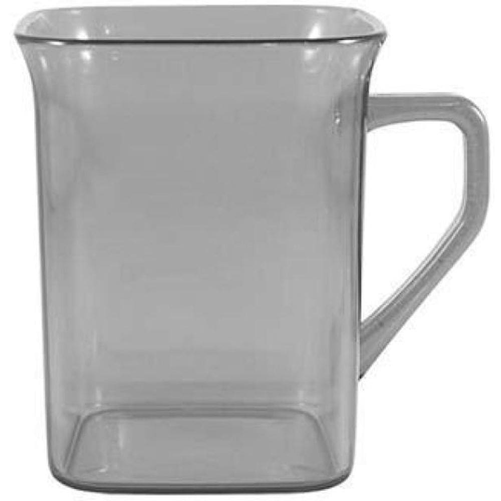 Kit 6 Canecas Quadrada Cristal 250Ml Plástico