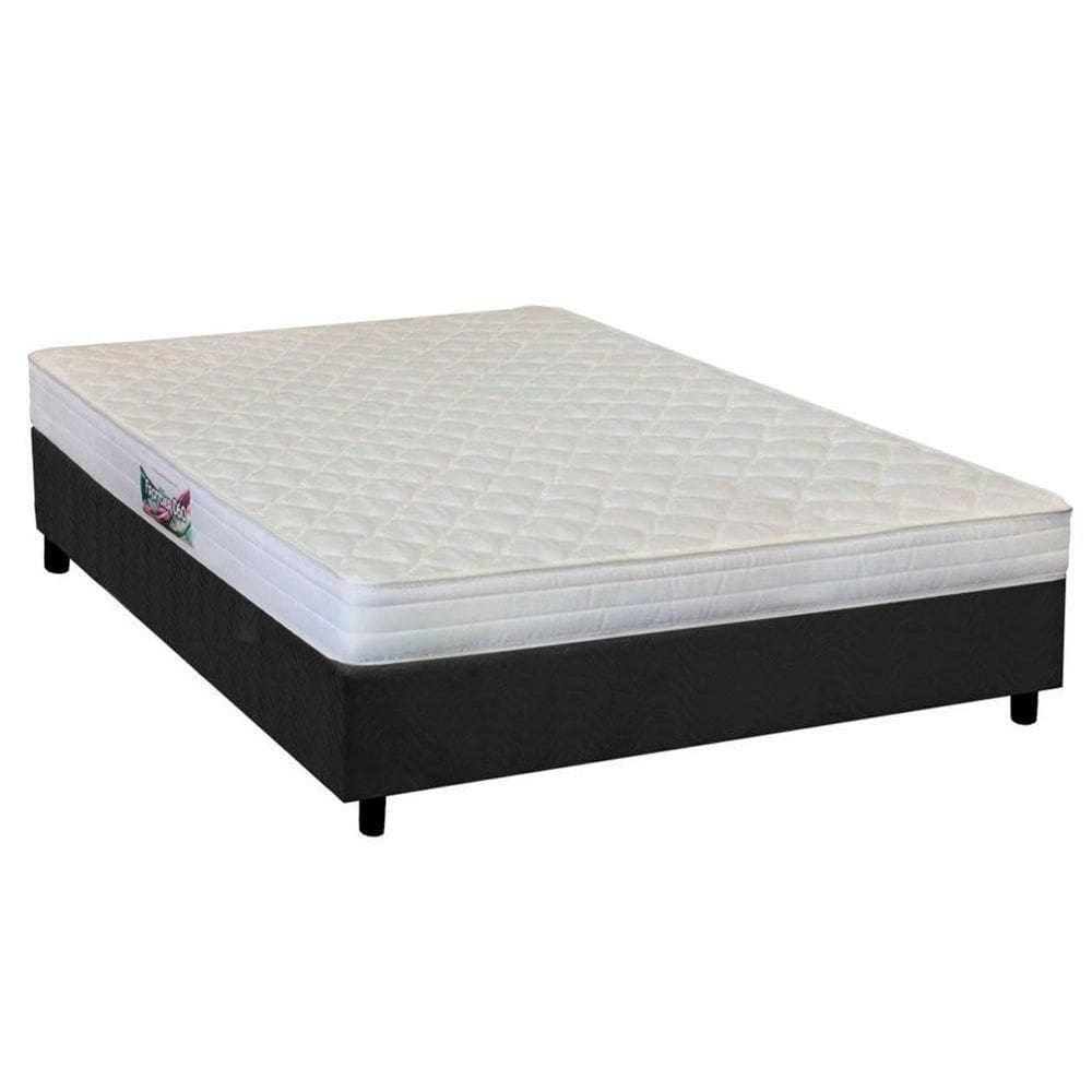 Cama Box Casal: Colchão Ortopédico Herval Ag65 Frontier + Base Crc Suede Gray(138x188)