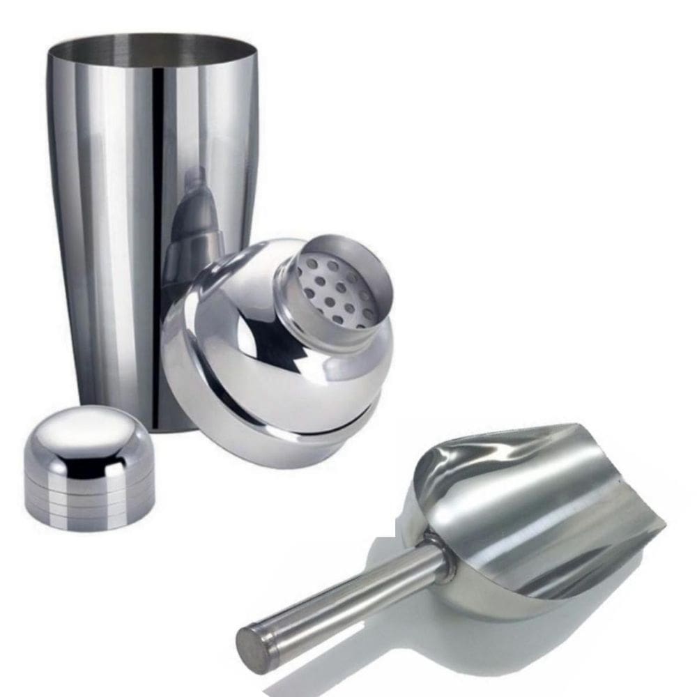 Kit Bar Inox - Coqueteleira 500ml + Pá Gelo Inox