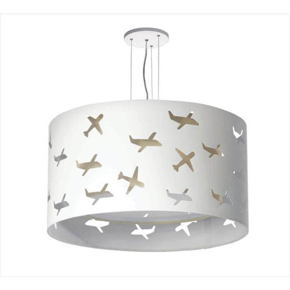 Lustre Infantil Tom Luz Pendente Aviões Duplo Cáqui 30x16cm