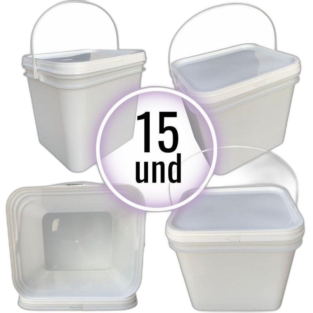 Balde Retangular 3.6L Para Pão De Queijo - 15 Pcs