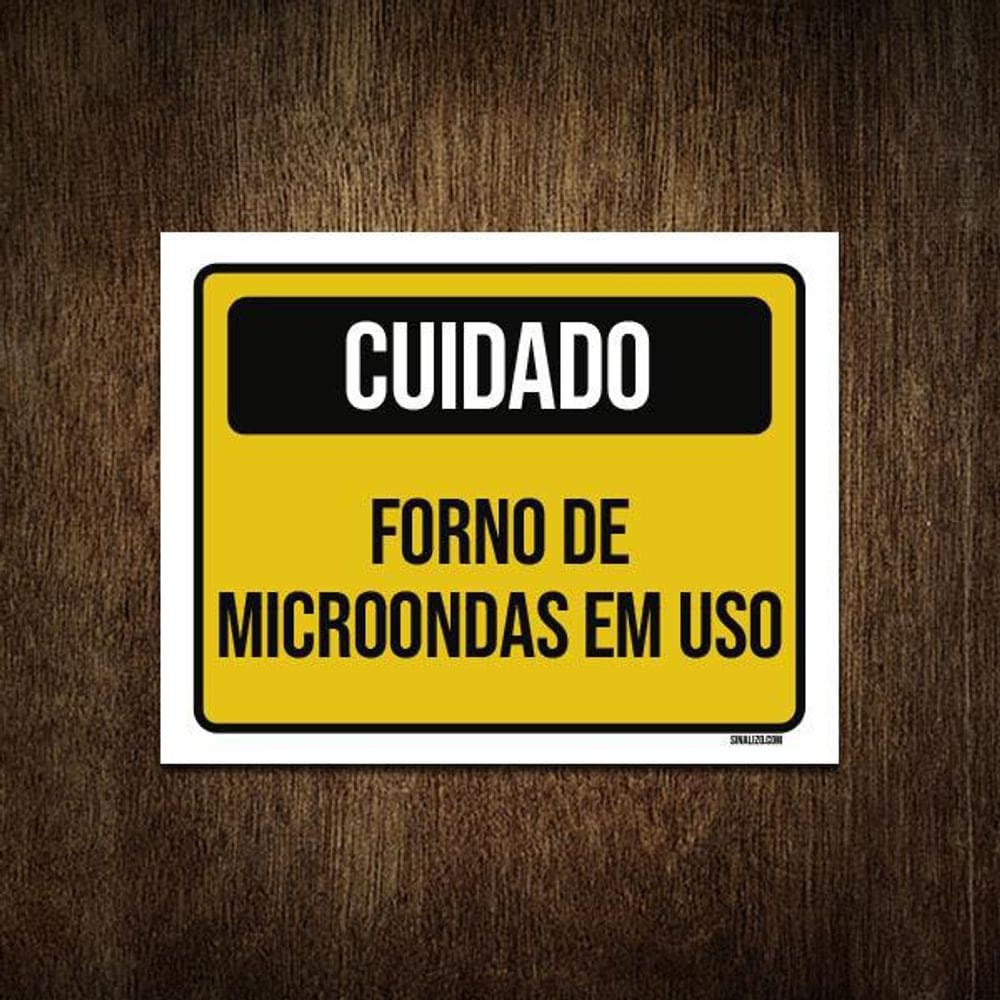 Placa Cuidadoforno De Microondas Em Uso 36X46