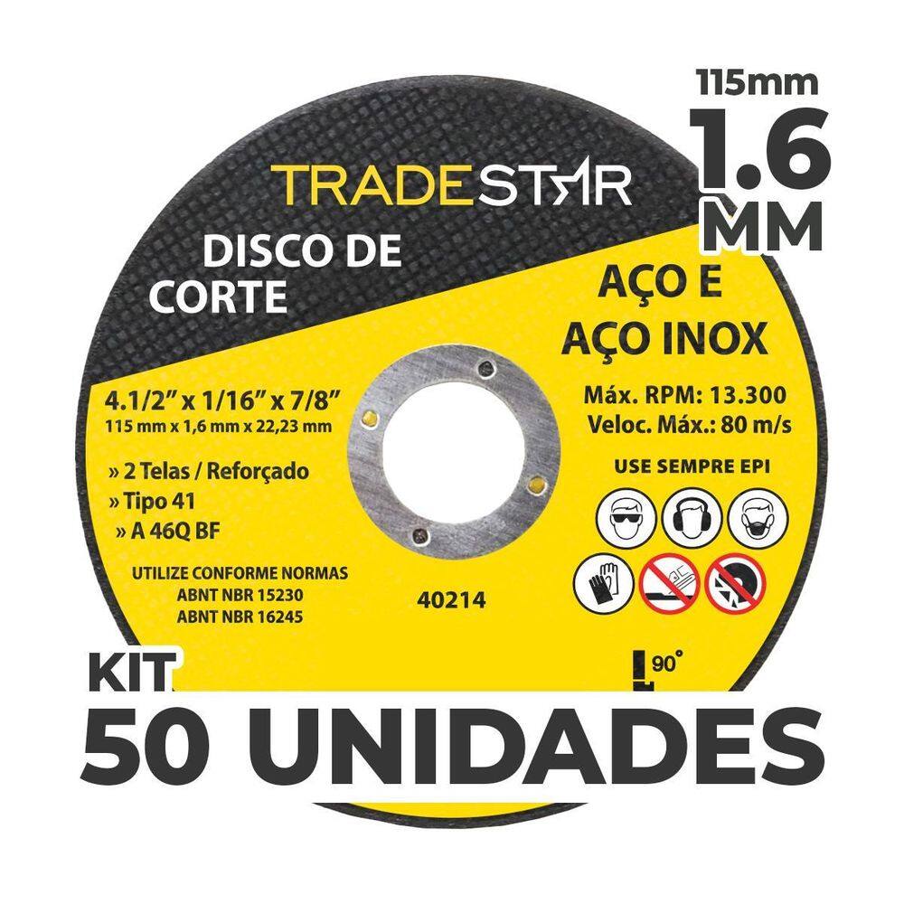 Kit Com 50 Disco De Corte Metal 4.1/2 115X1,6 Mm