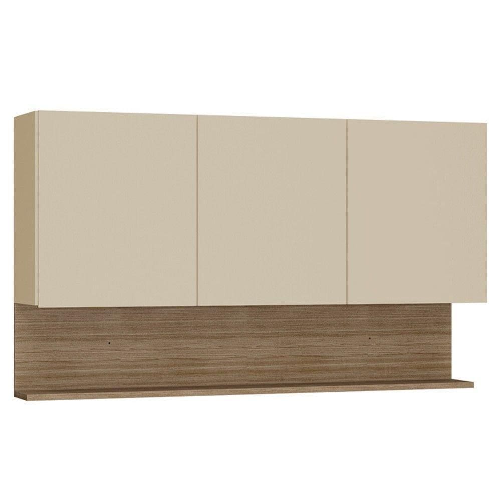 Armário Aéreo 120cm 3 Portas Lina K02 Vanilla/freijó - Mpozenato