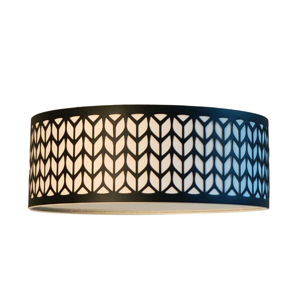 Luminária Plafon Cúpula Recorte Preto 40X15 2E27 Bivolt