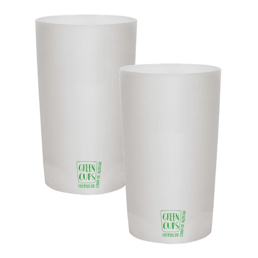 Kit 2 Copos Eco Big Drink Branco Green Cups 500 Ml