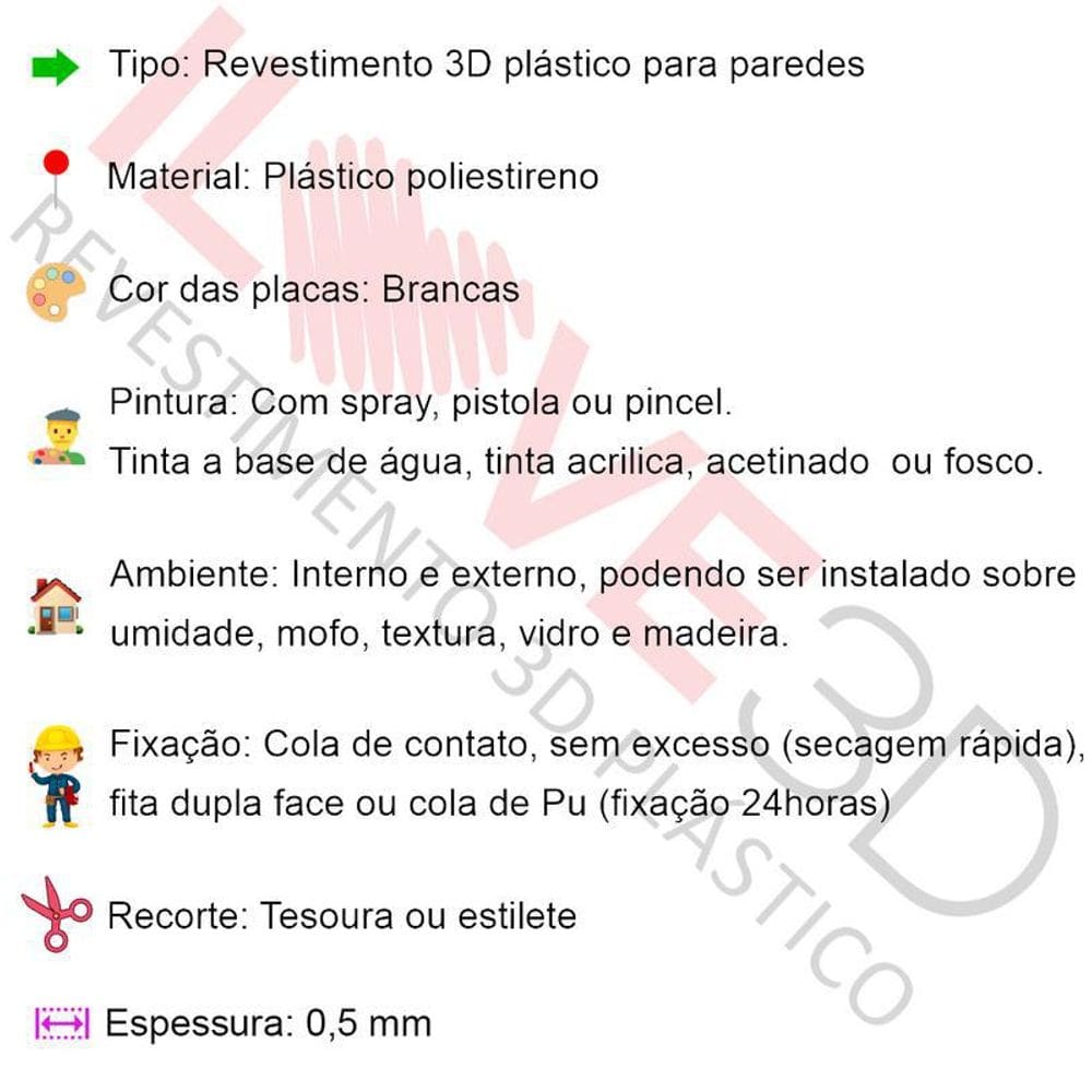 8 Placas Poliestireno 3D Revestimento Parede 50X50 0,5Mm Lab