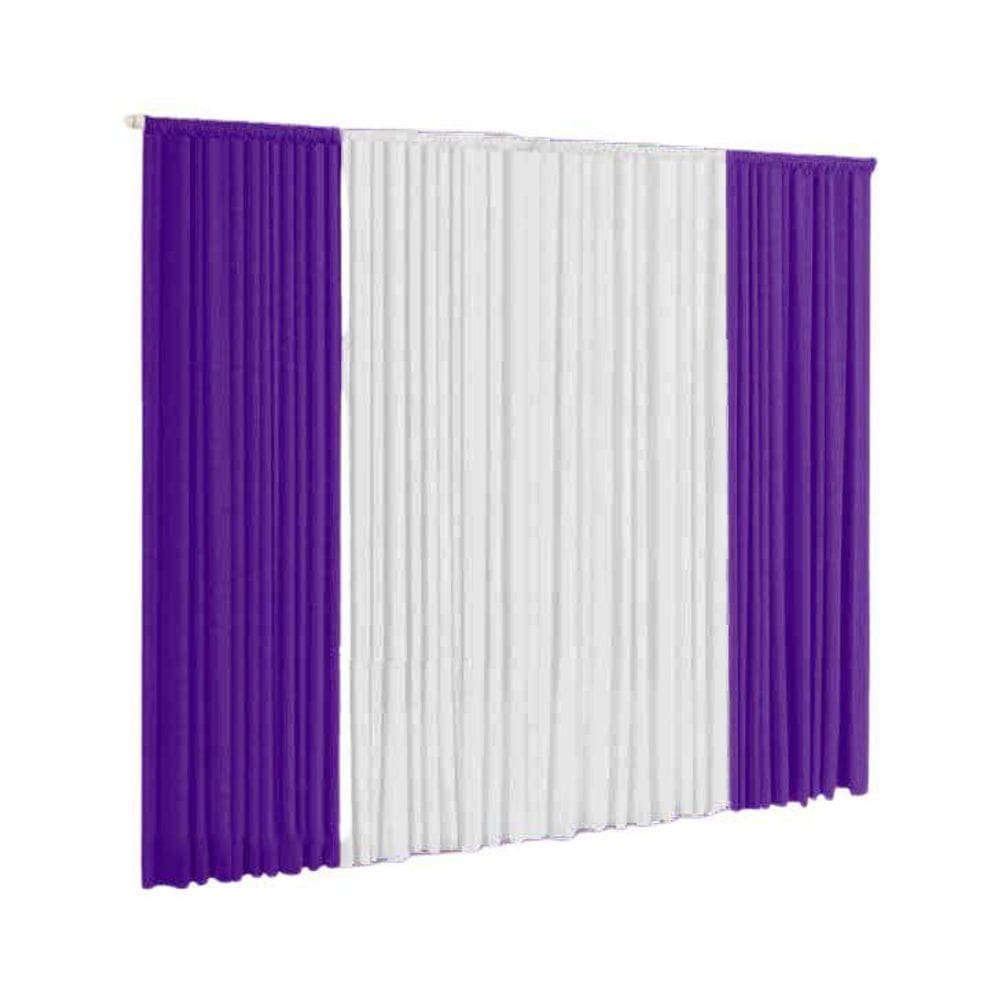 Cortina Versátil 3,00MX2,80M Para Sala E Quarto Uva E Branco