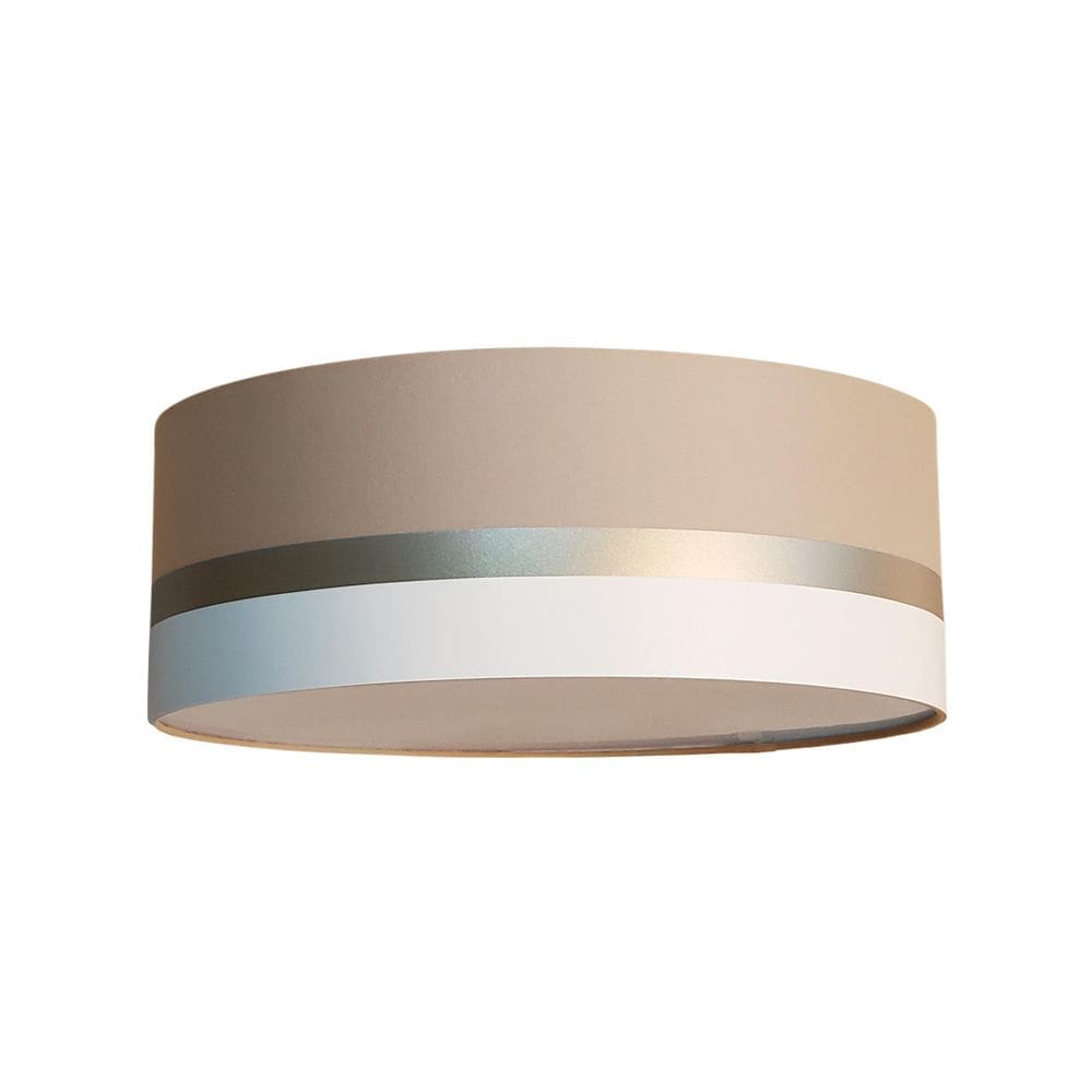 Luminária Plafon Faixas Bronze Cúpula Cáqui 40x15