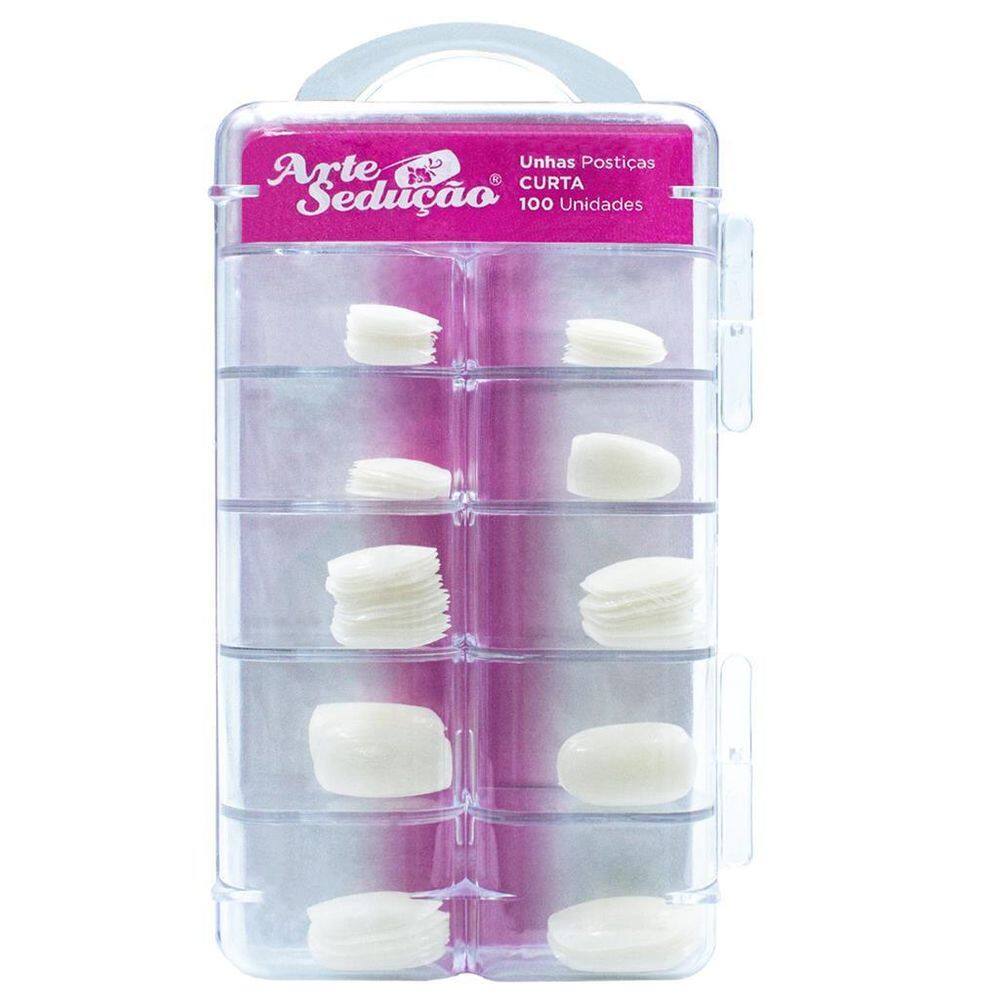 Unhas Postiças Natural Curta, 100 Unidades, Arte Sedução