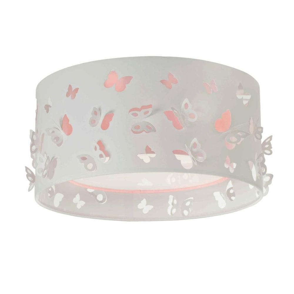 Luminária Infantil Plafon Borboletas Duplo Rosa 30X16