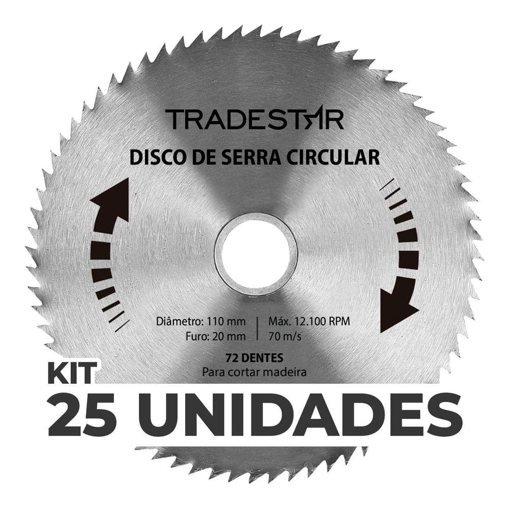 Kit 25 Discos Serra Circular Madeira 72 D 110X20Mm Makita